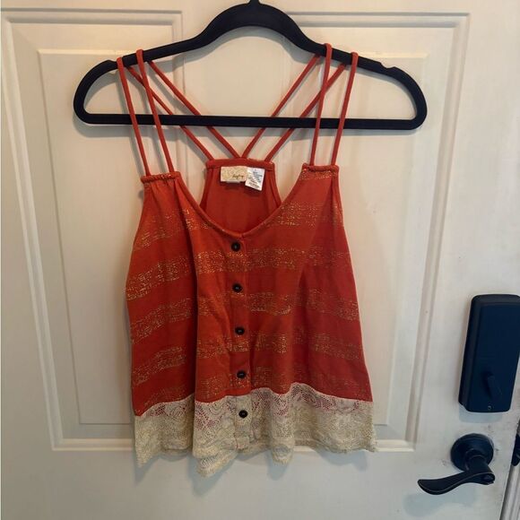 Anthropologie Daytrip Orange and Cream Camisole Top - Picture 6 of 6